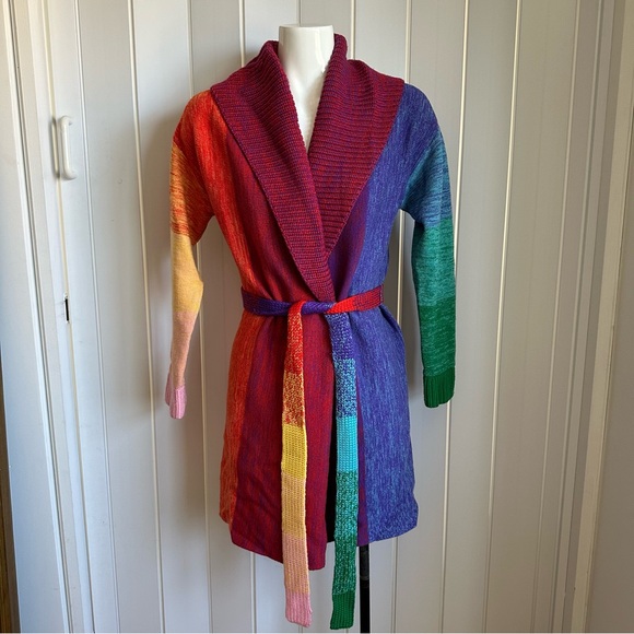 🎀SOLD🎀Alice + Olivia Marketta Rainbow Belted Long Cardigan Sweater - Picture 7 of 10